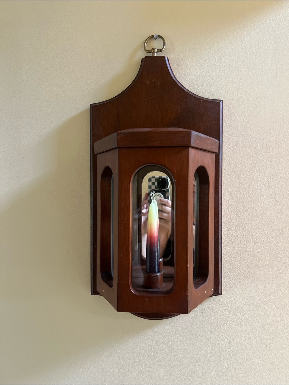 Vintage wooden wall sconce